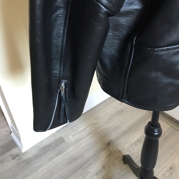 Shaf Black Motorcycle Biker Leather Jacket Men’s Size 42 NWOT Belted - Picture 6 of 14